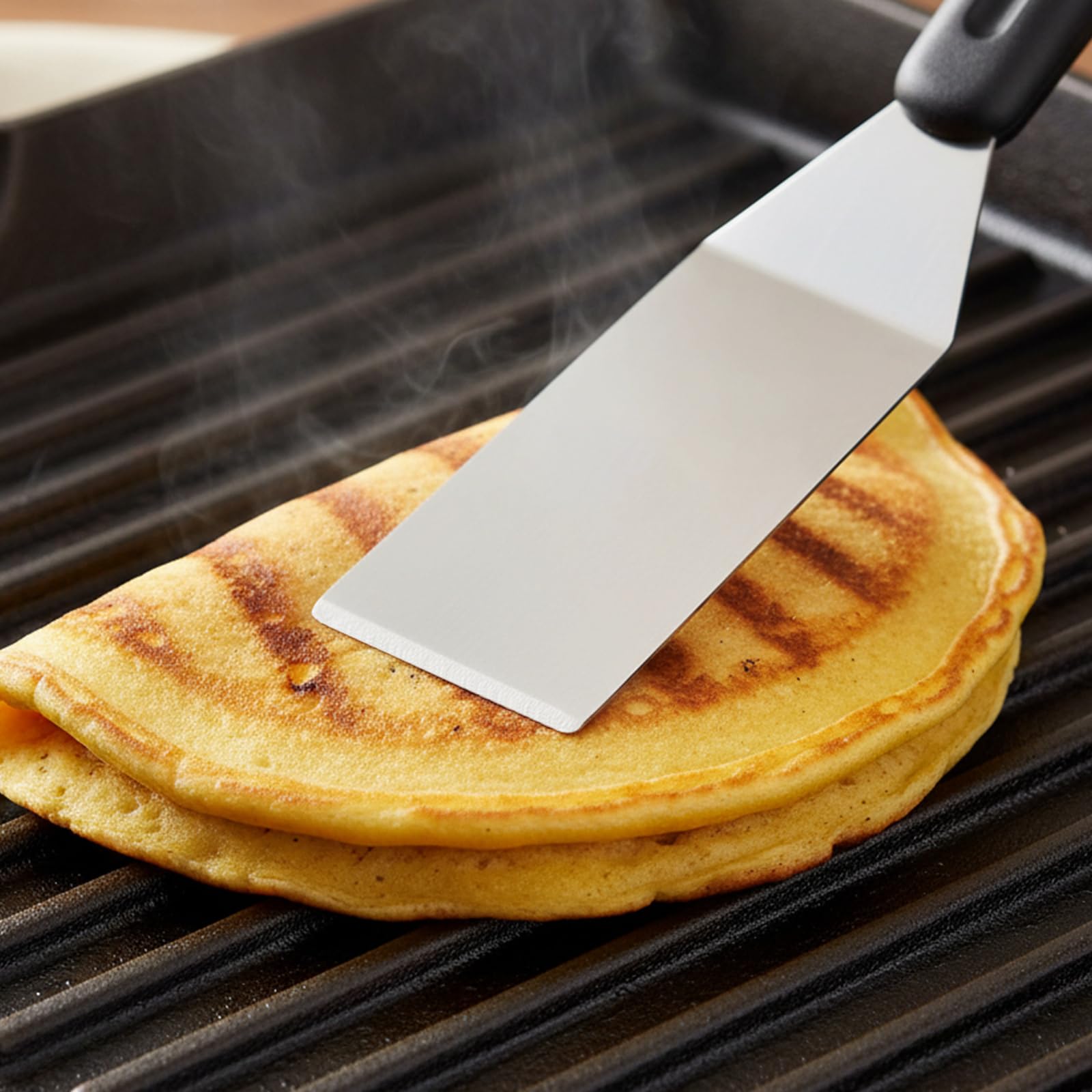 LemonRoad stainless steel spatula with silicone grip for cooking