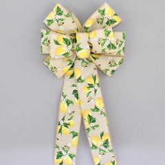 Lemons and bees wreath bow size options display
