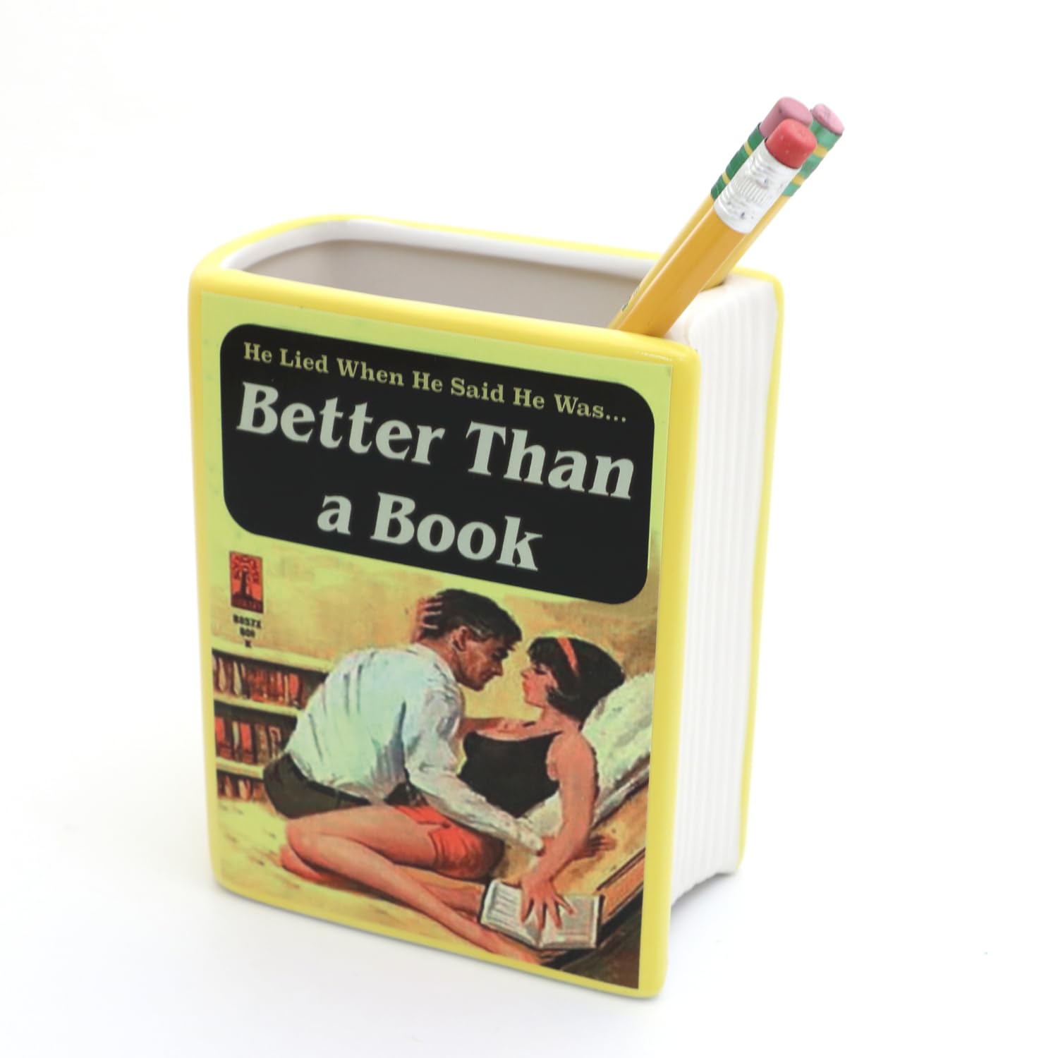 Decoupaged cover with non yellowing varnish on book vase