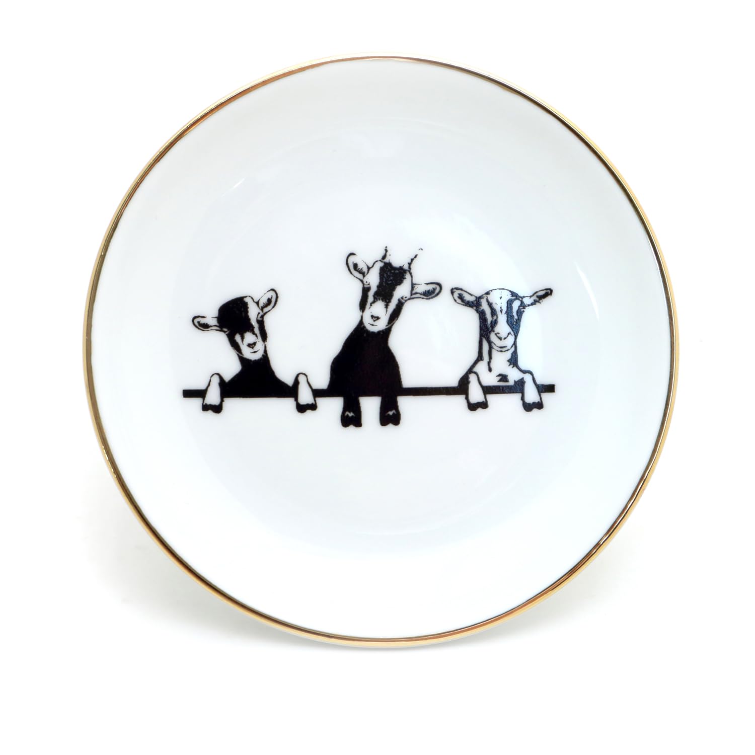 Lenny Mud Goat Ring Dish by Lorrie Veasey with 22K gold rim