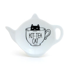 Kit Tea Cat teabag holder in teapot shape by Lennymud