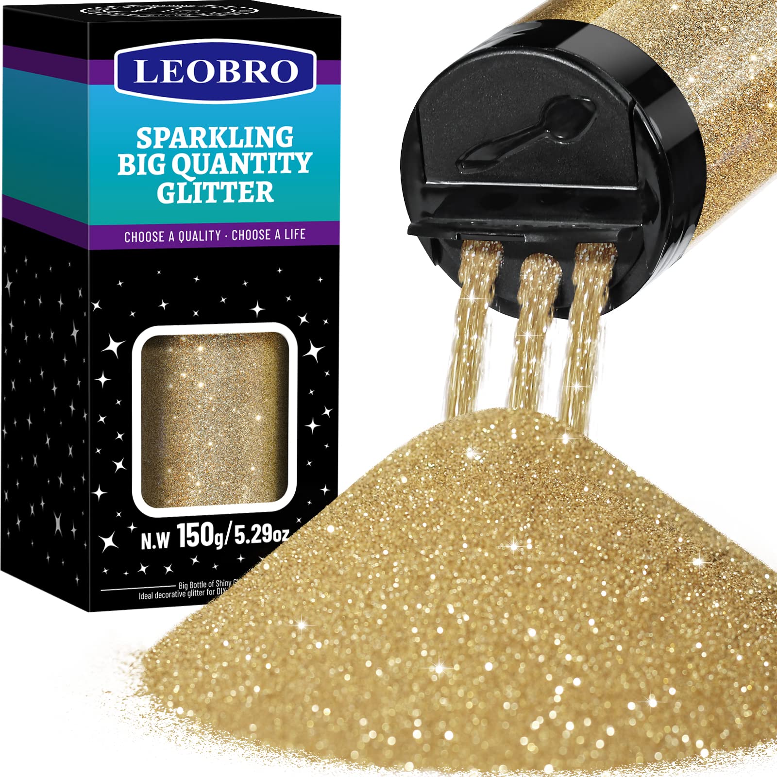 LEOBRO Champagne Gold Glitter 150g for resin crafts