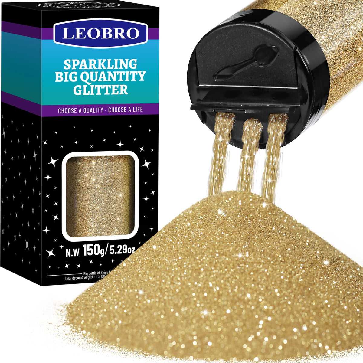 LEOBRO Champagne Gold Glitter 150g for resin crafts