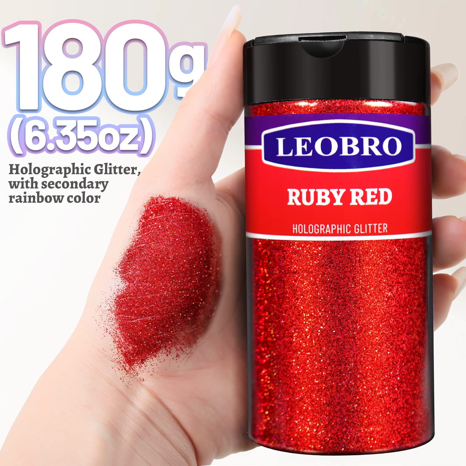 LEOBRO red glitter 180g resin glitter powder 1/128 inch