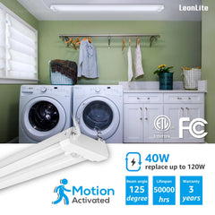 LEONLITE 4FT motion sensor LED utility shop light in a workspace