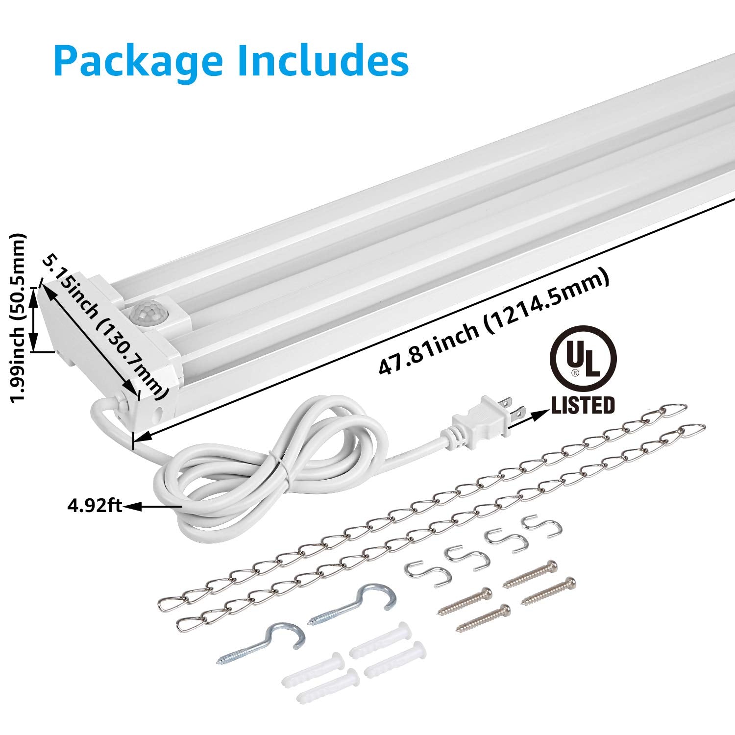 Garage or workshop lighting LEONLITE 4ft motion sensor light