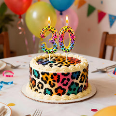 Leopard print birthday candles suitable for parties Jinrea