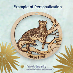 Leopard safari animals ornament handcrafted in the USA from natural wood