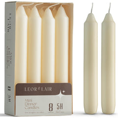 Leor & Lair ivory candlesticks set of 8 with 6 inch taper candles and cotton wick