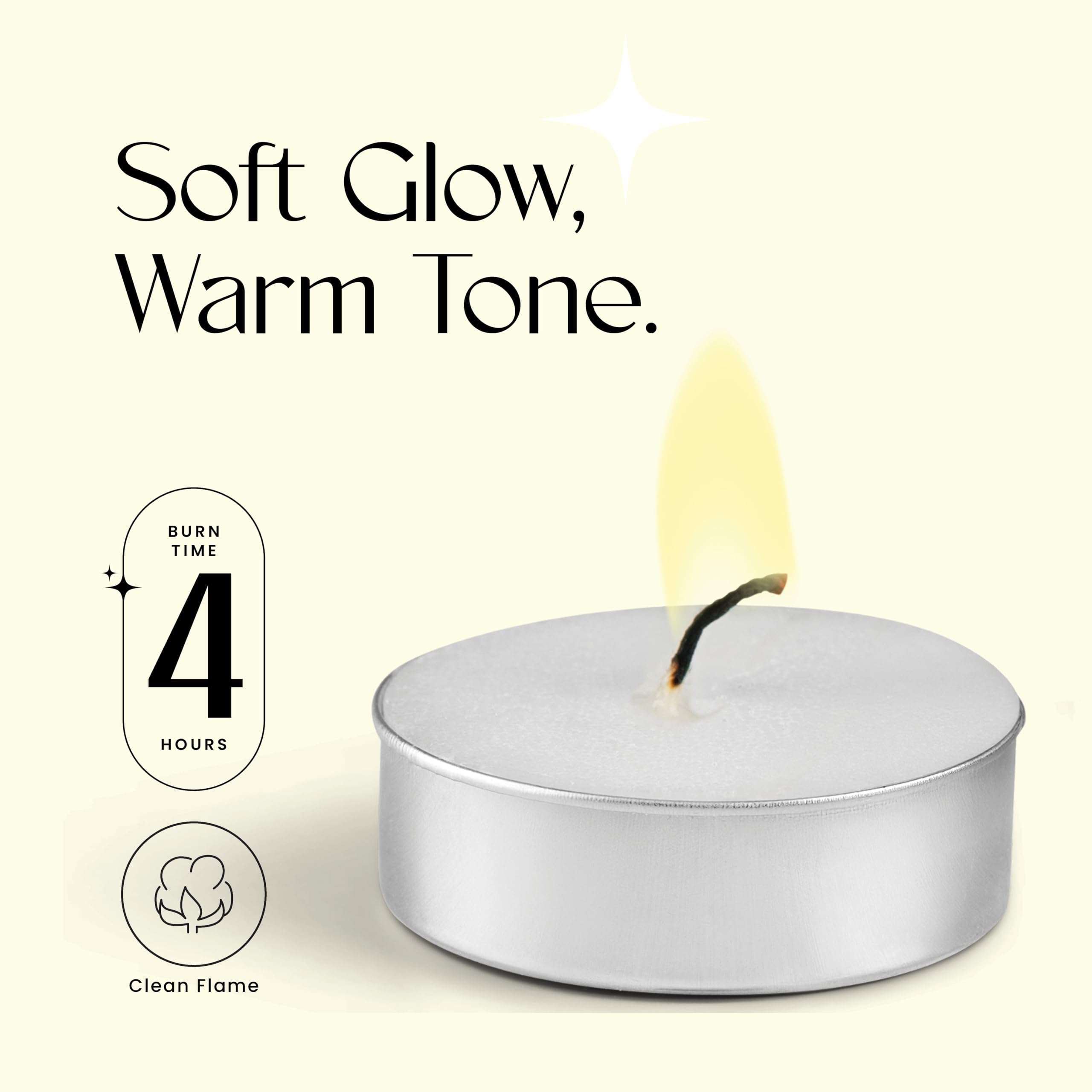 Unscented tealight candles with cotton wick for even burn