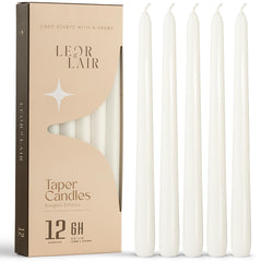 Leor Lair White Taper Candles 10in 12pack