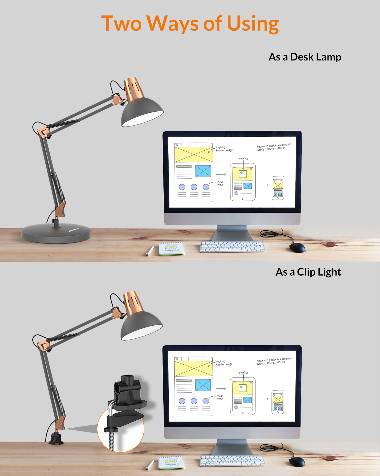 Adjustable swing arm directs light precisely