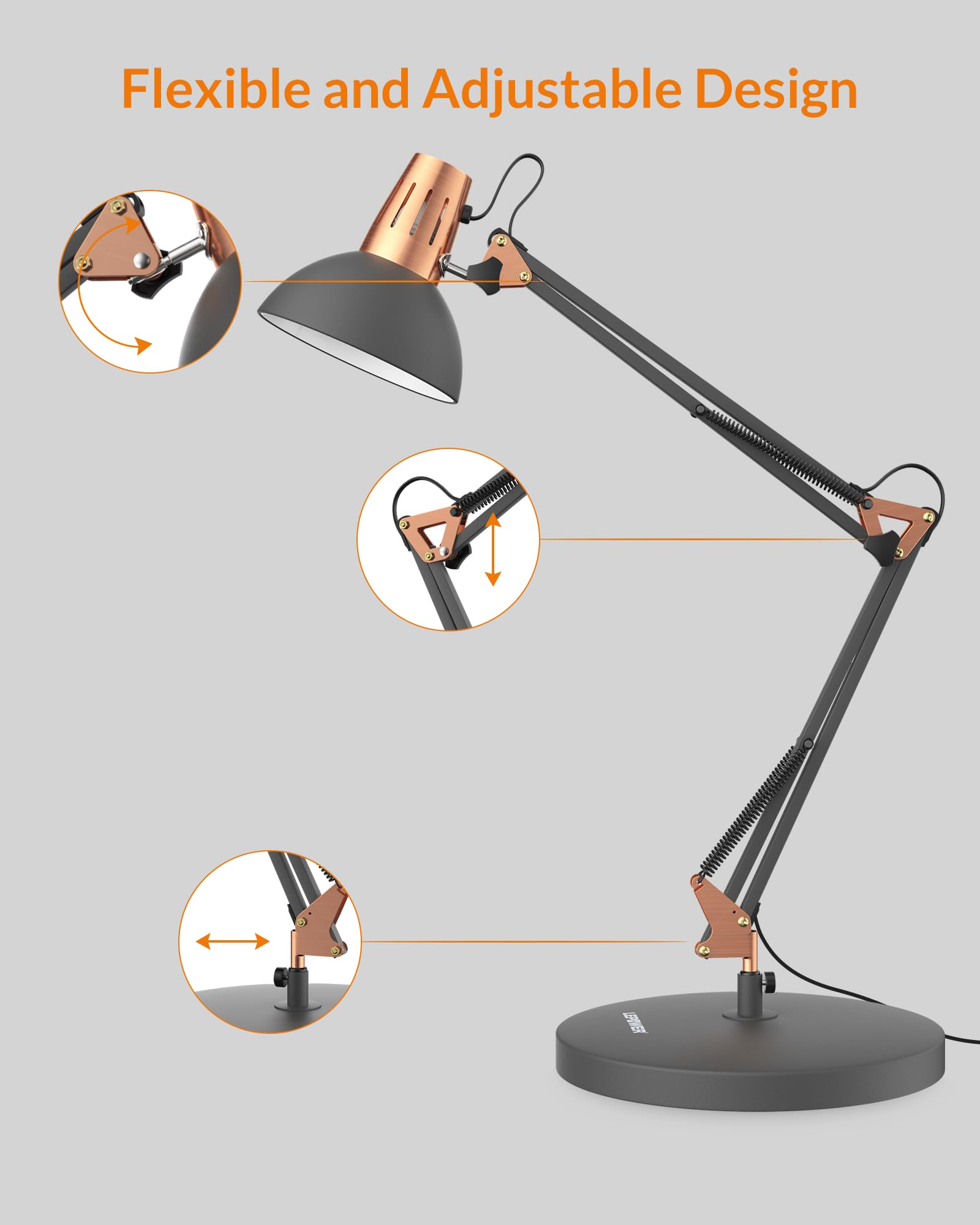Compact space-saving desk lamp design