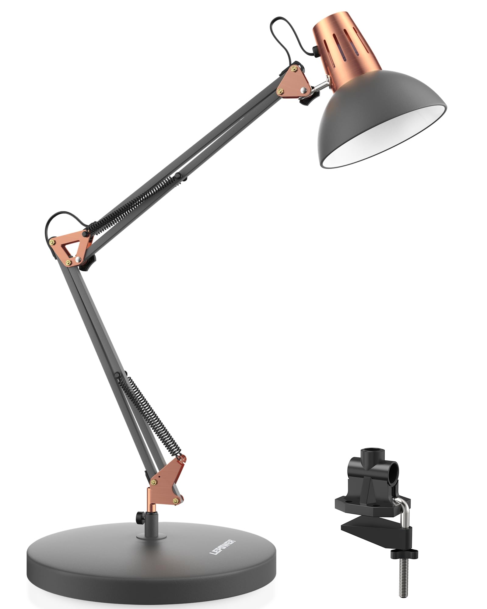 LEPOWER metal desk lamp with clamp and swing arm