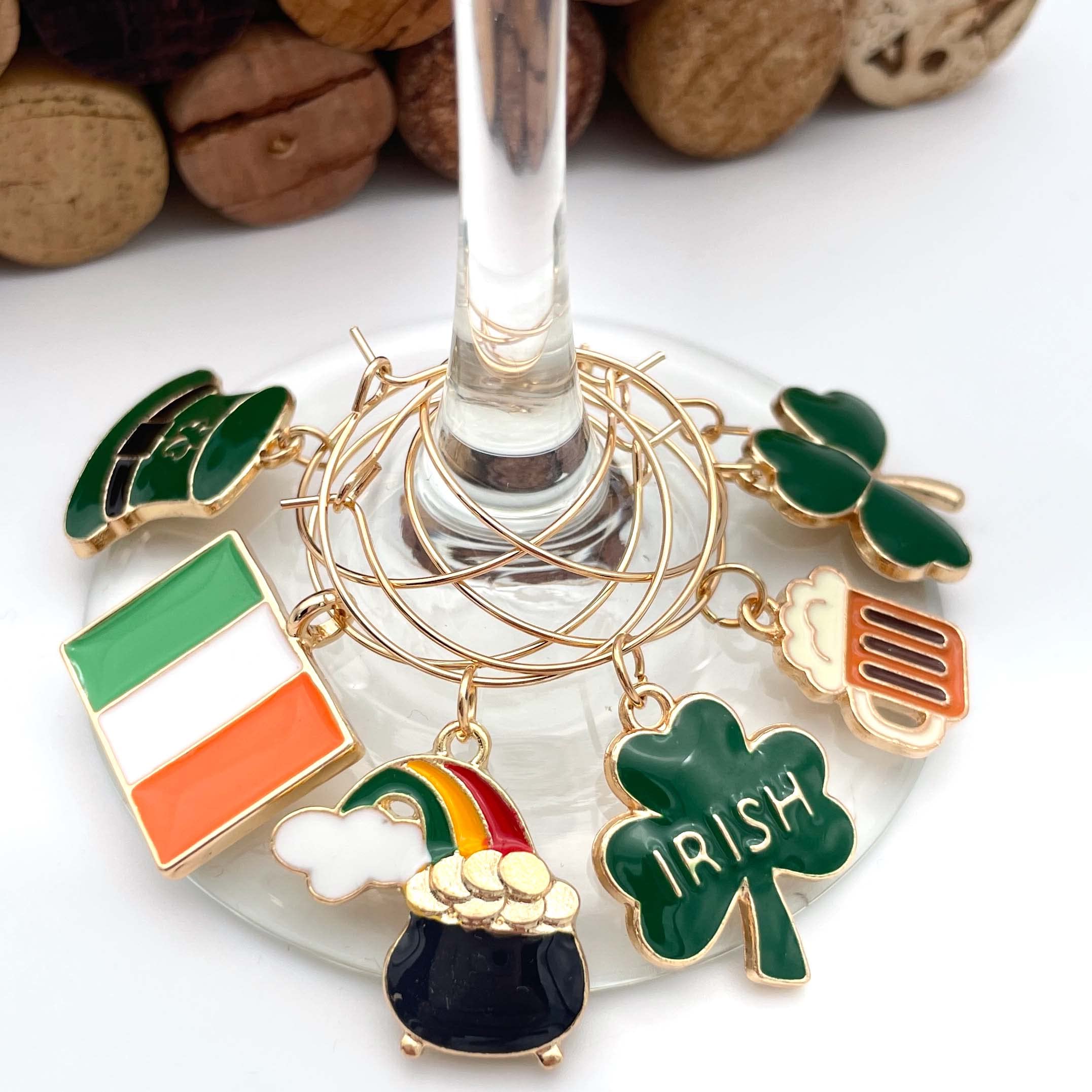 Shamrock charm with Irish inscription