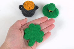 Shamrock ornament hand felted wool with hanging hook for tree