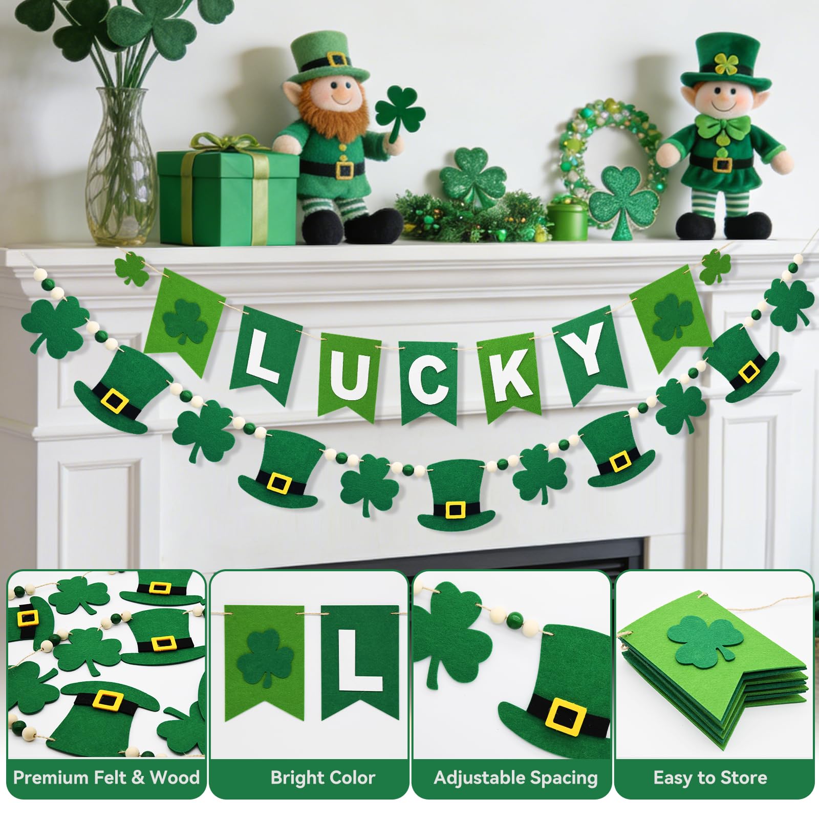 Saint Patricks Day banner for mantle wall or window