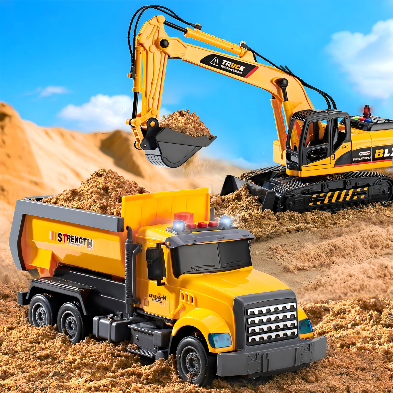 Excavator with moveable claw and joystick controls