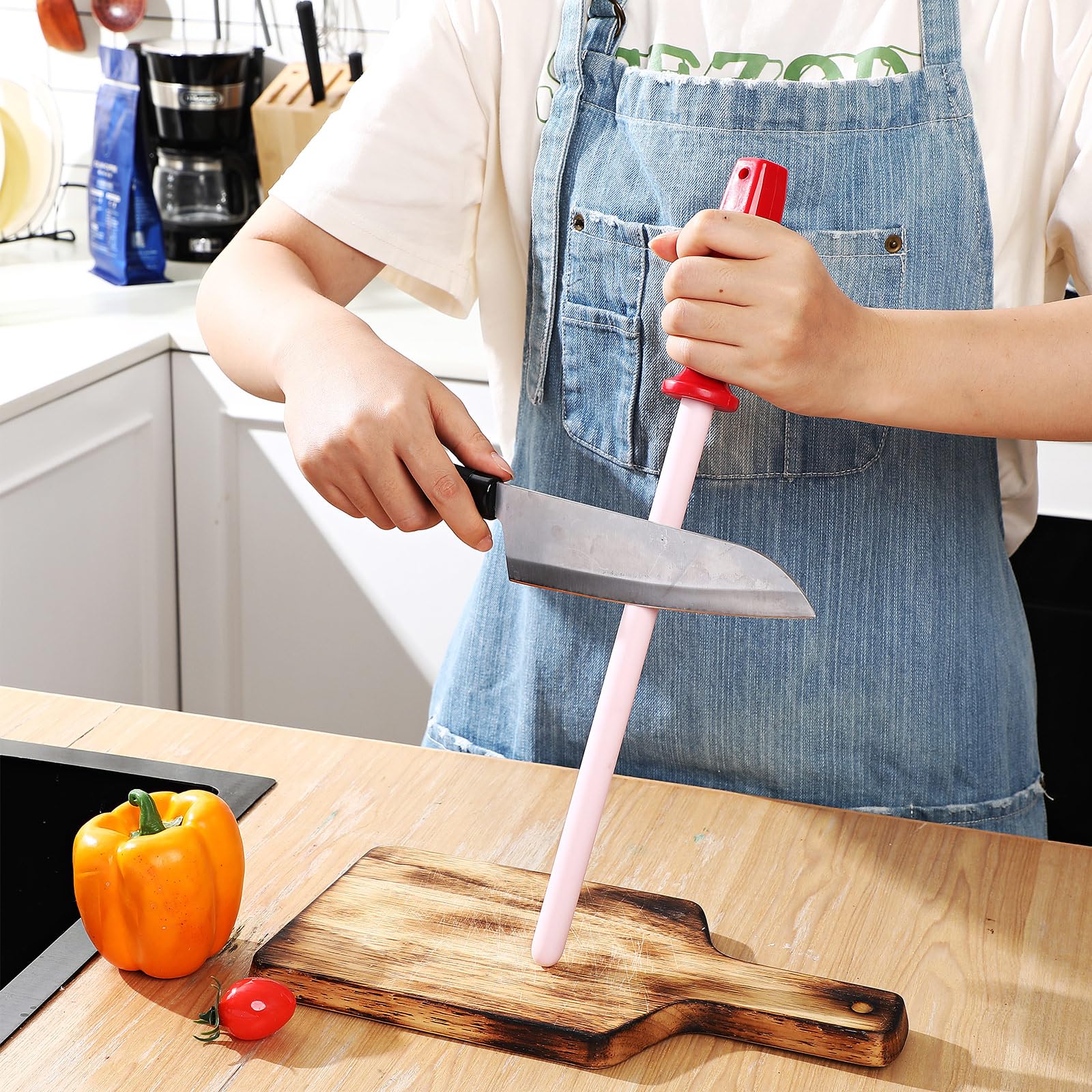 Red Leriton ceramic sharpening rod packaging single piece