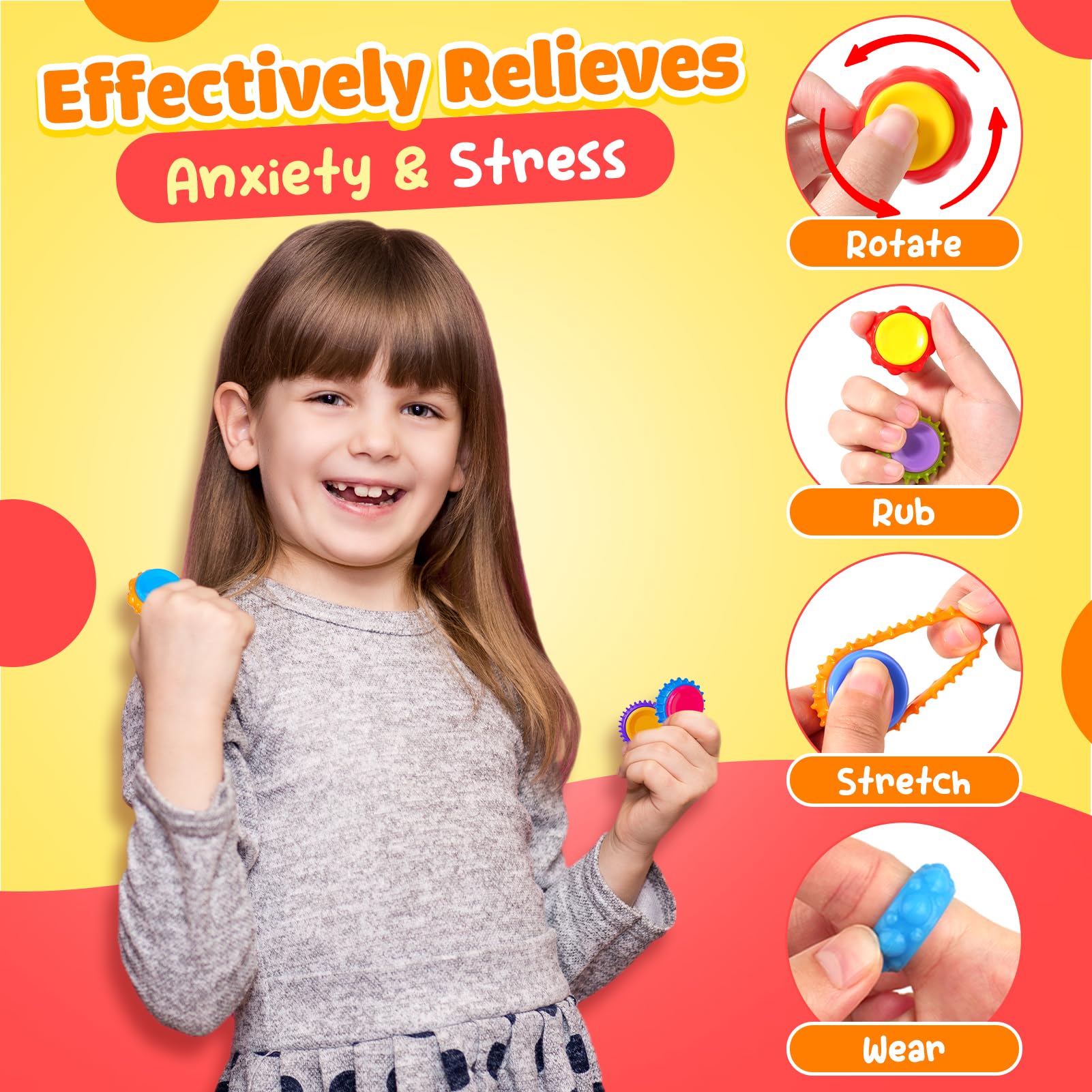 Portable 9-pack fidget toys for stress relief at home or school