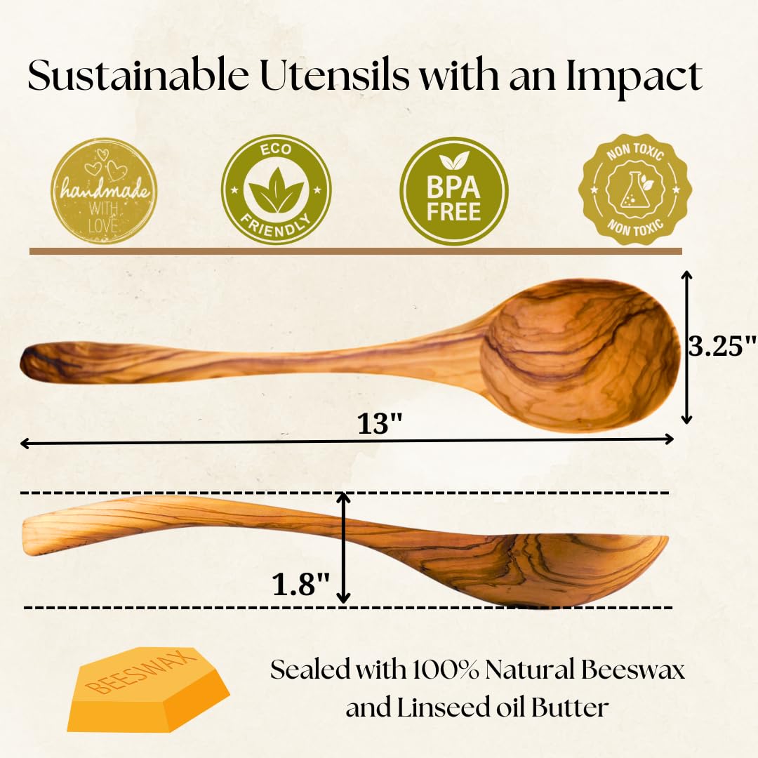 Includes authentic Greek recipe with olive wood ladle