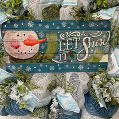 Wreath 24 inch diameter with blue and white color scheme display