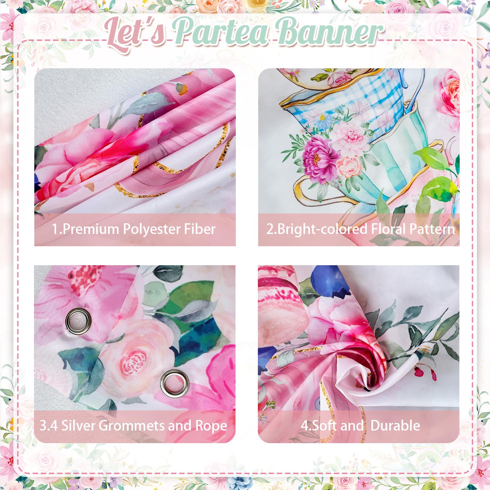 Let's Par-Tea backdrop banner for photo moments