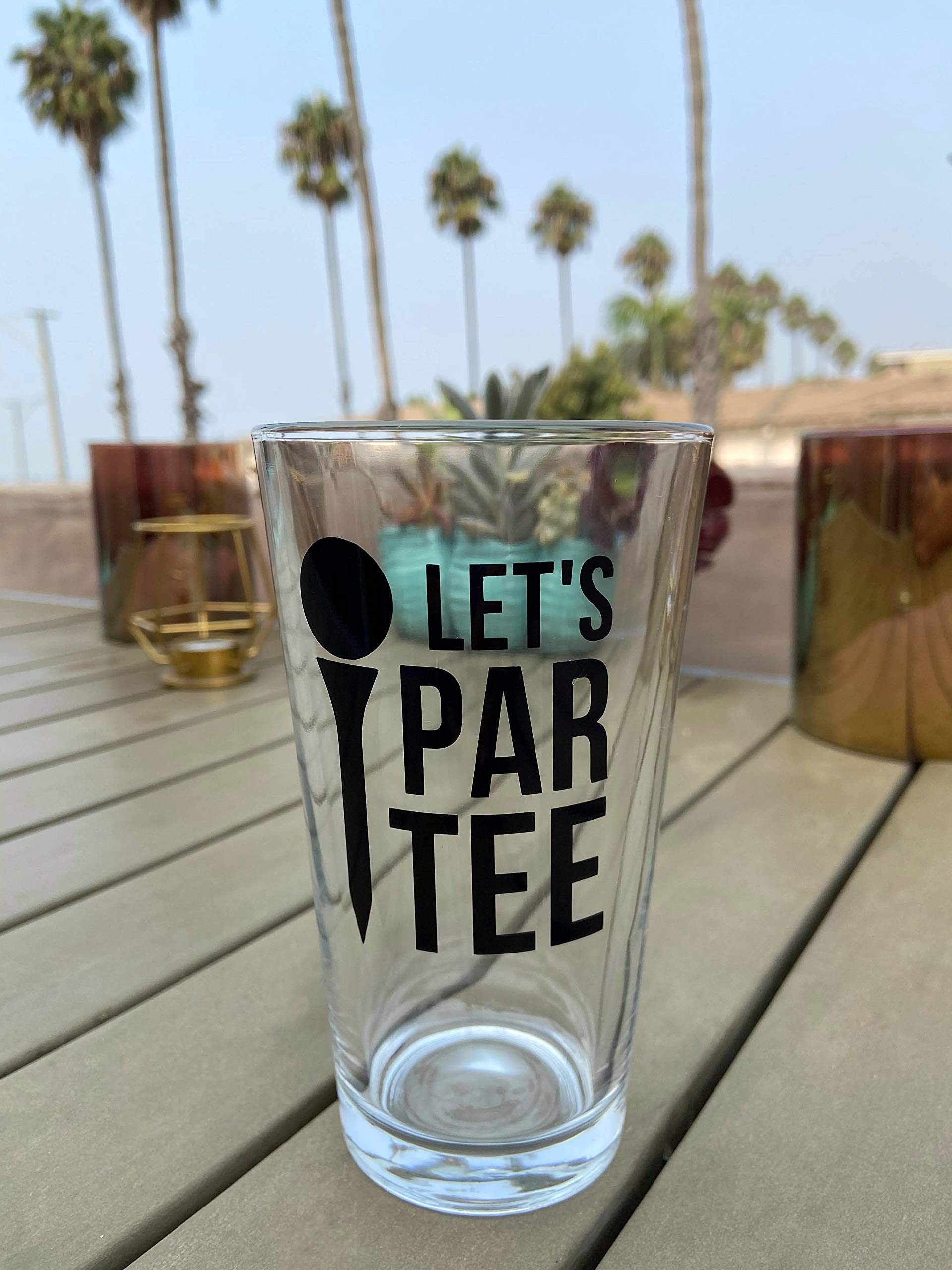 Let's Par Tee golf pint glass 16oz with funny golf design