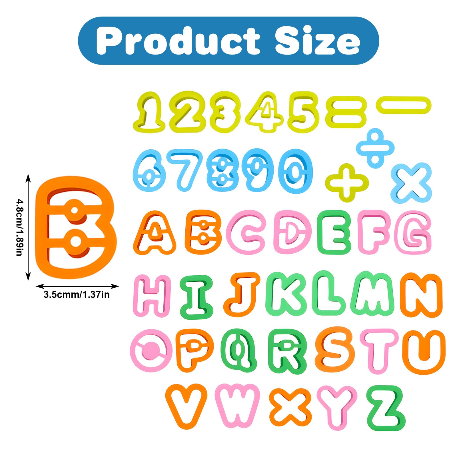 Alphabet Playdough Cutter Set colorful alphabet and number cutters