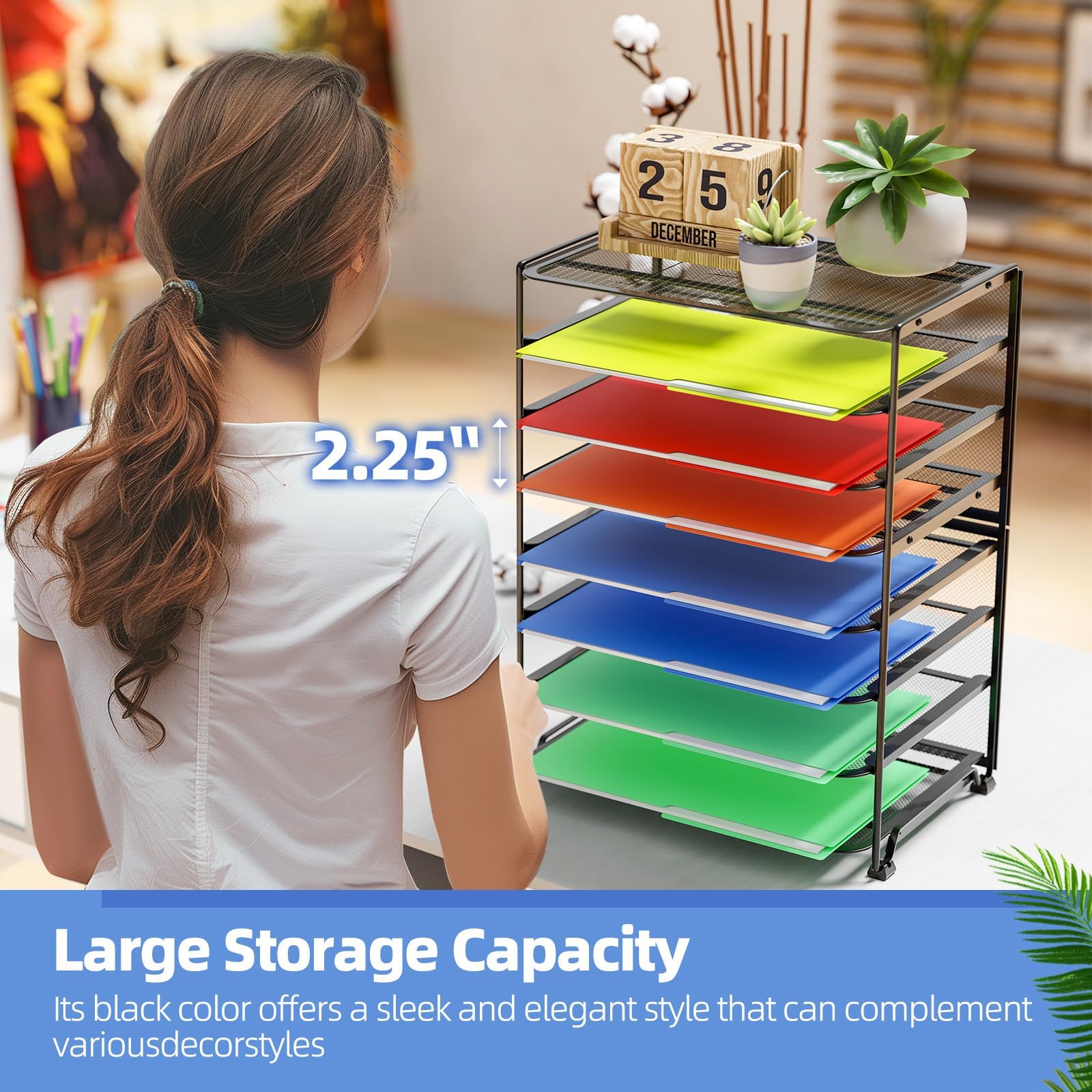 Desktop organizer for letters papers and bills 8 tiers
