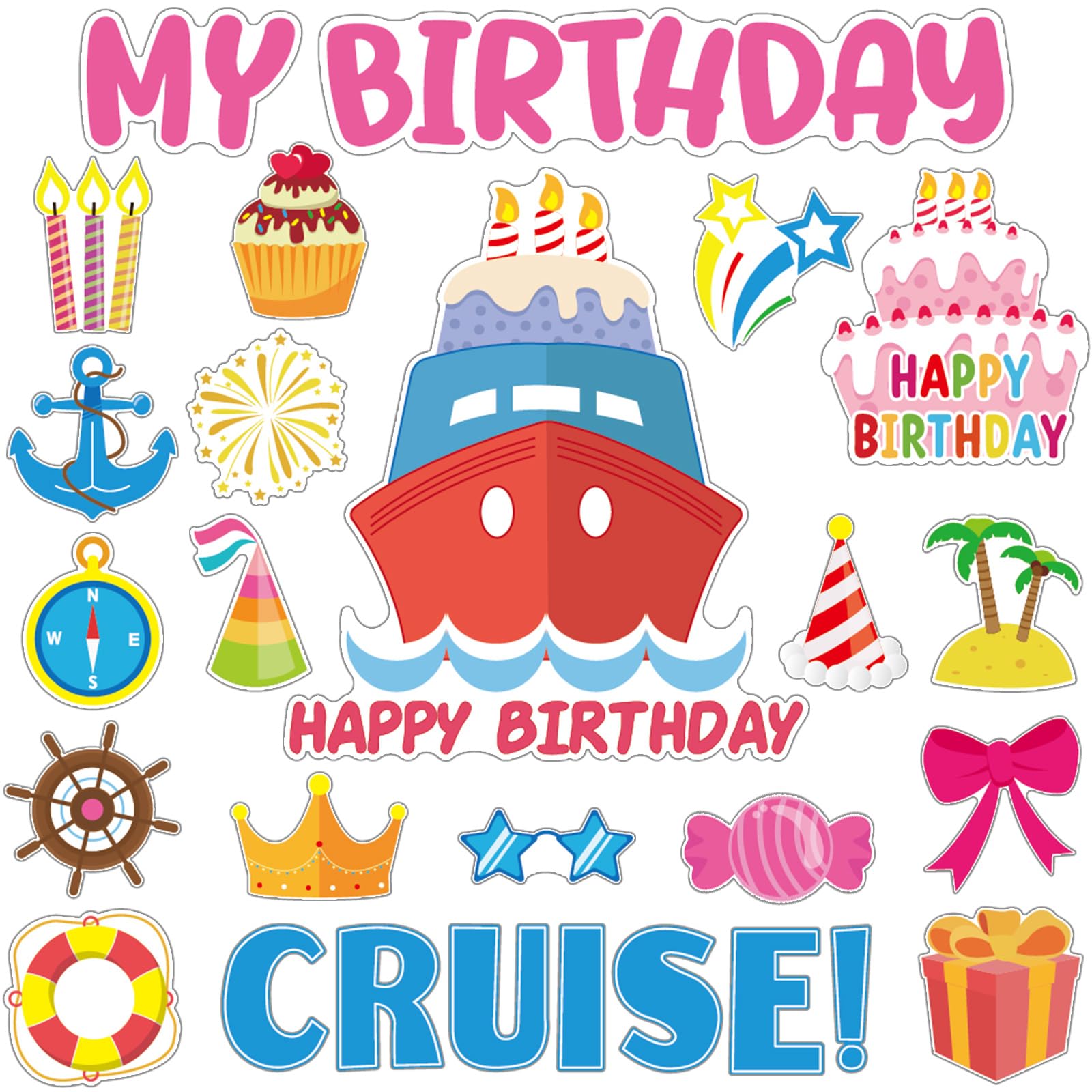 Leumoi 27 Pcs Magnetic Cake Cruise Door Magnets Decorations set