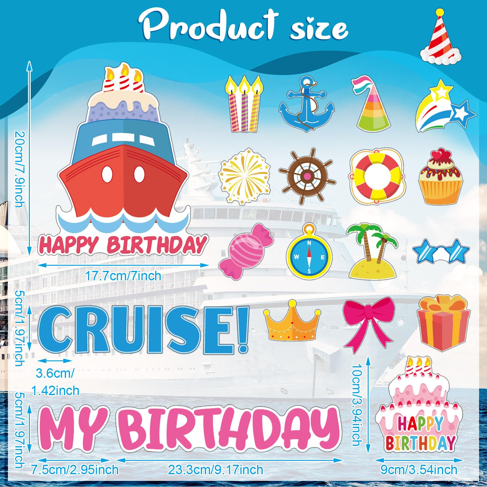 Leumoi 27 Pcs Magnetic Cake Cruise Door Magnets Decorations anchors design