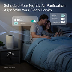 Smart voice control feature on Levoit purifier display