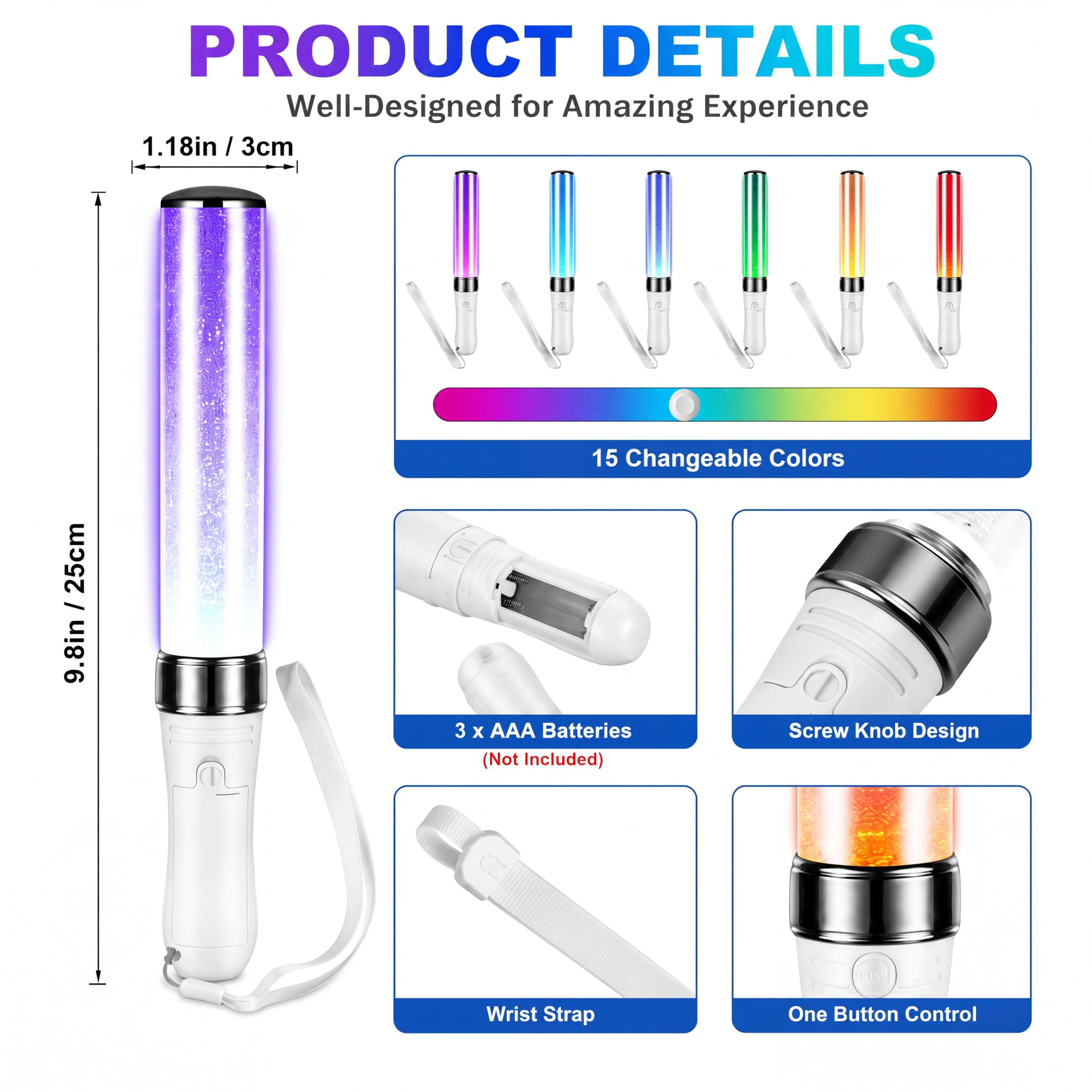 Each glow stick weighs 80 g