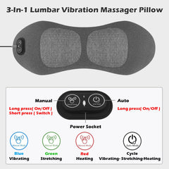 Lewuyoya electric lumbar pillow showing heat and traction close up
