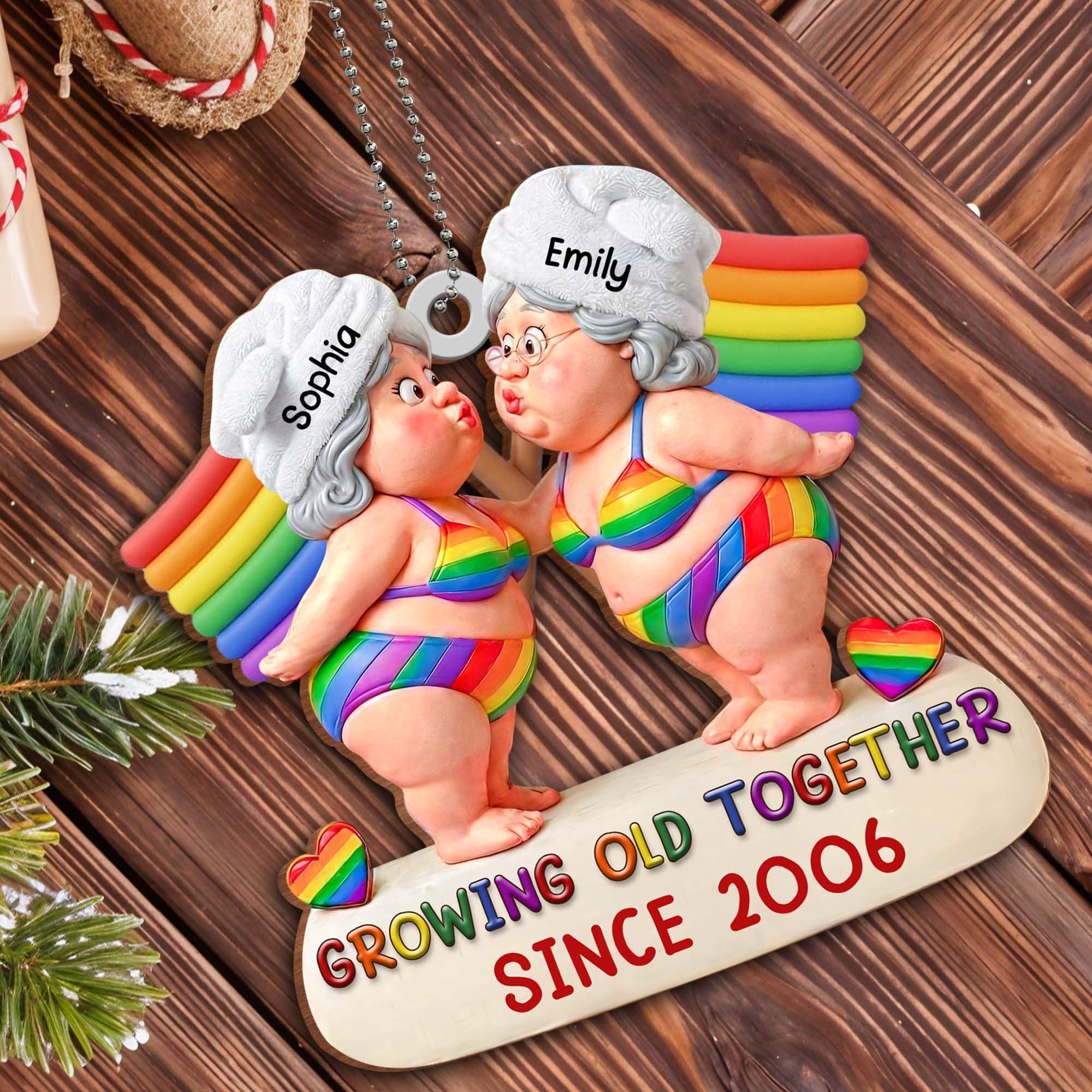 LGBTQ pride car ornament for couples