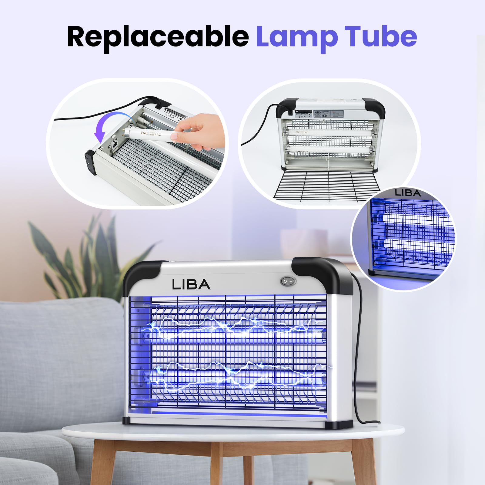 Top right on/off switch on LiBa bug zapper