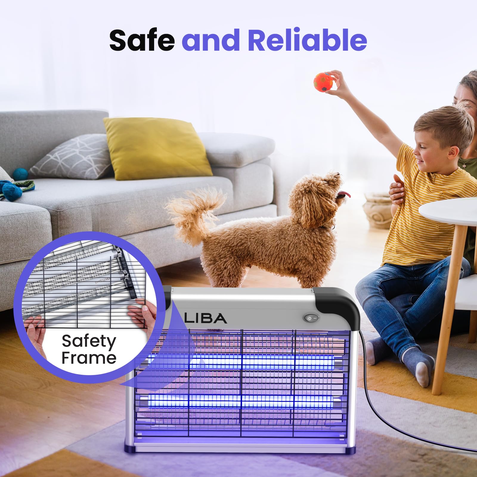 Safety screen on LiBa bug zapper