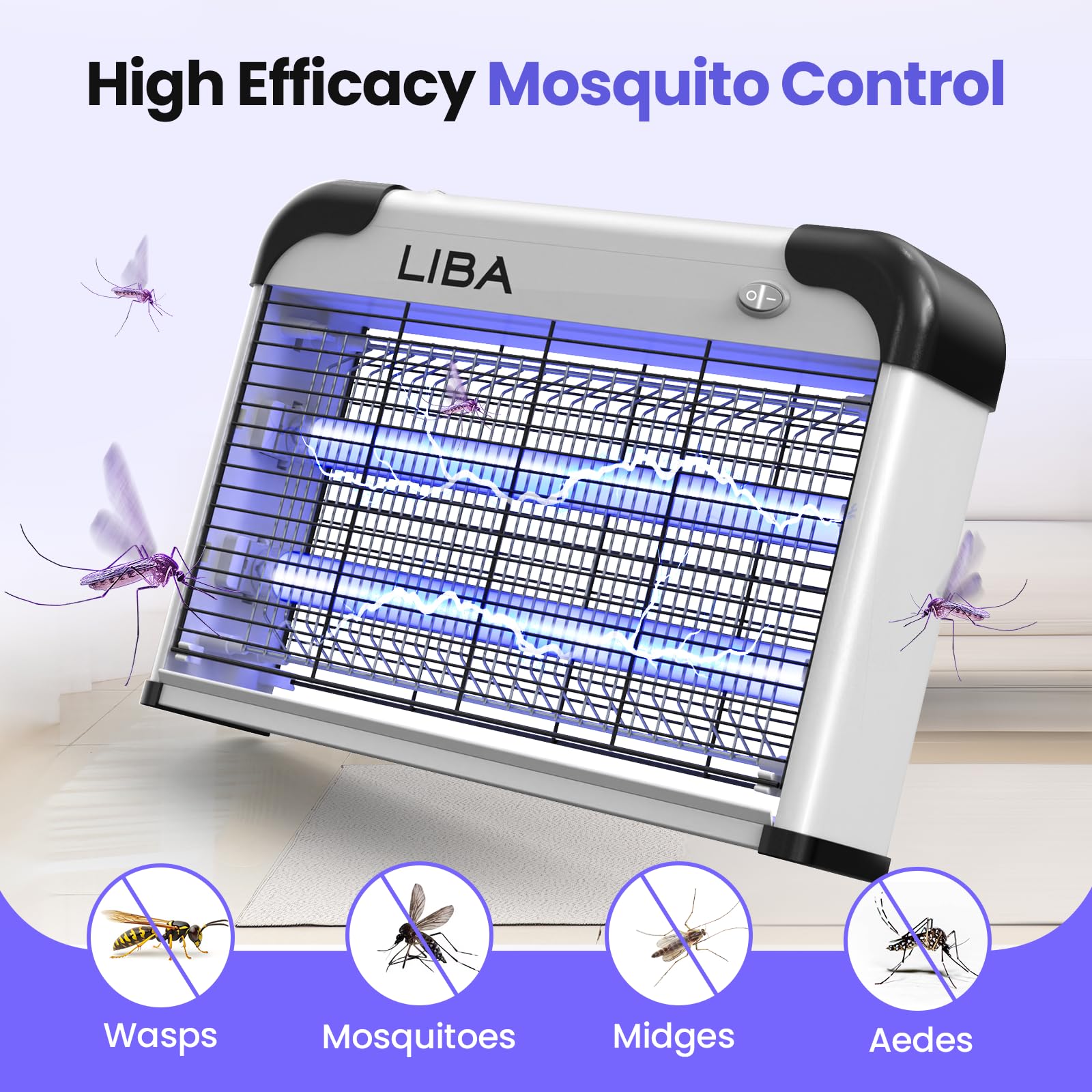 Indoor LiBa bug zapper with two bulbs installed