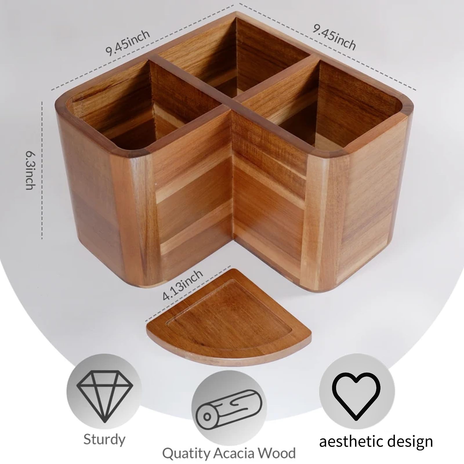 Acacia wood utensil organizer by Liberal Brightdeer