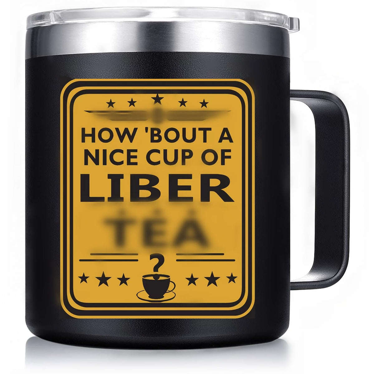 Libertea steel stainless coffee mug front view wrap around print
