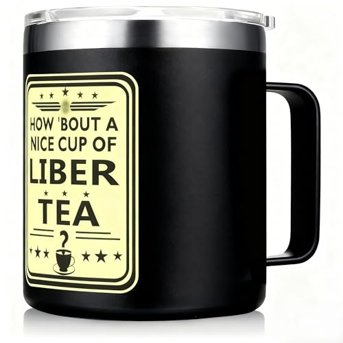Libertea steel stainless coffee mug 14oz capacity shown