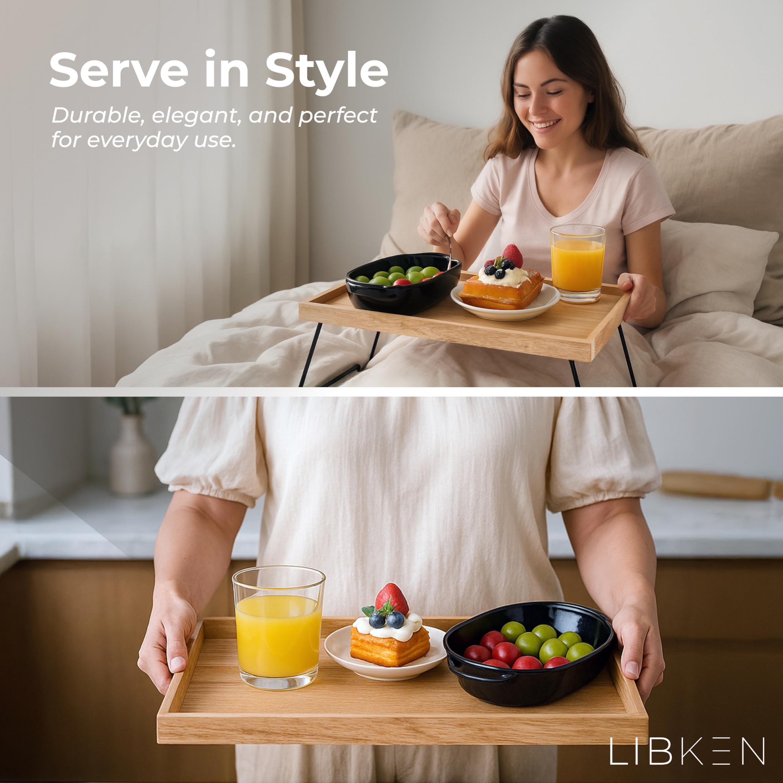 Bed tray table for breakfast reading or laptop use