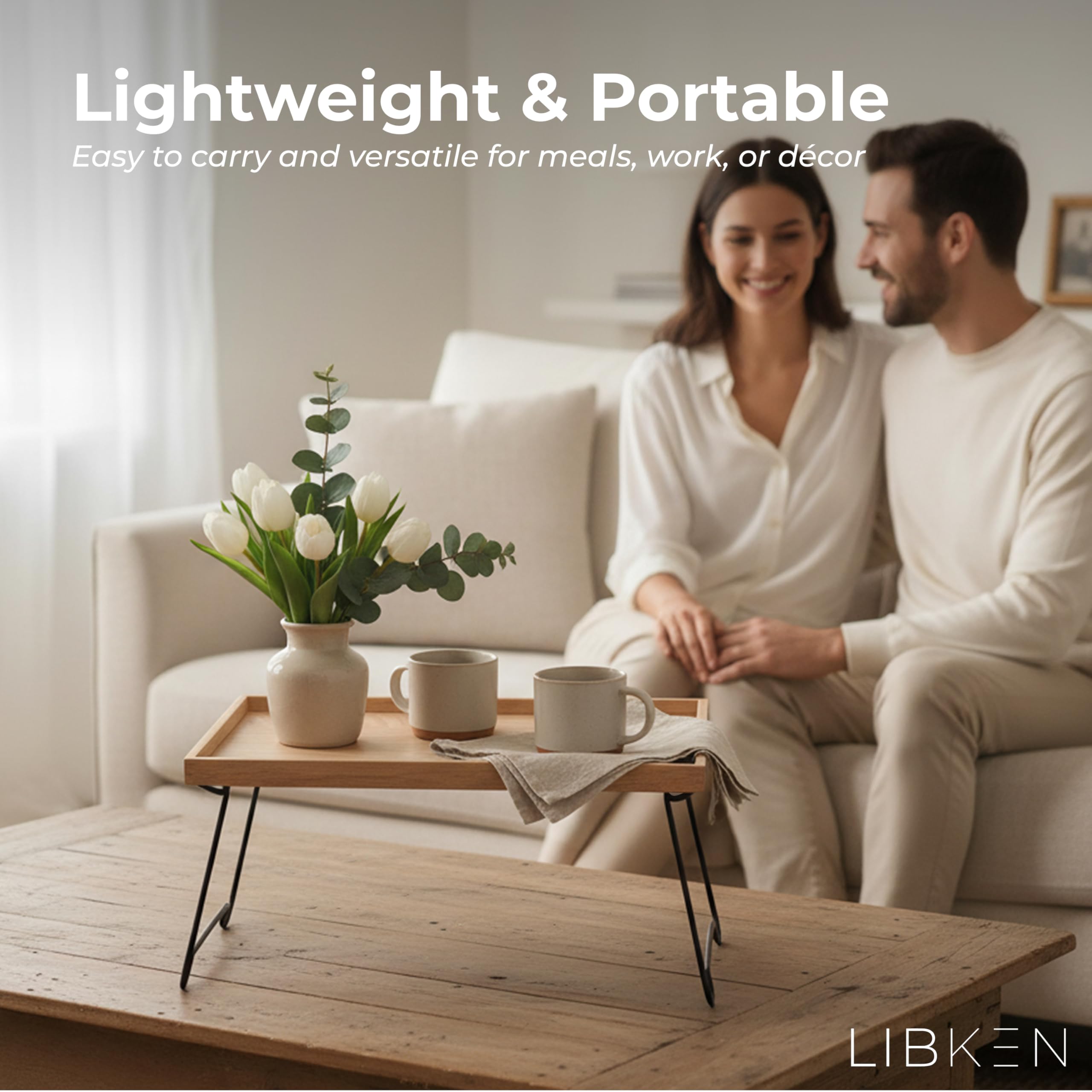 Tray suitable for eating reading laptop use