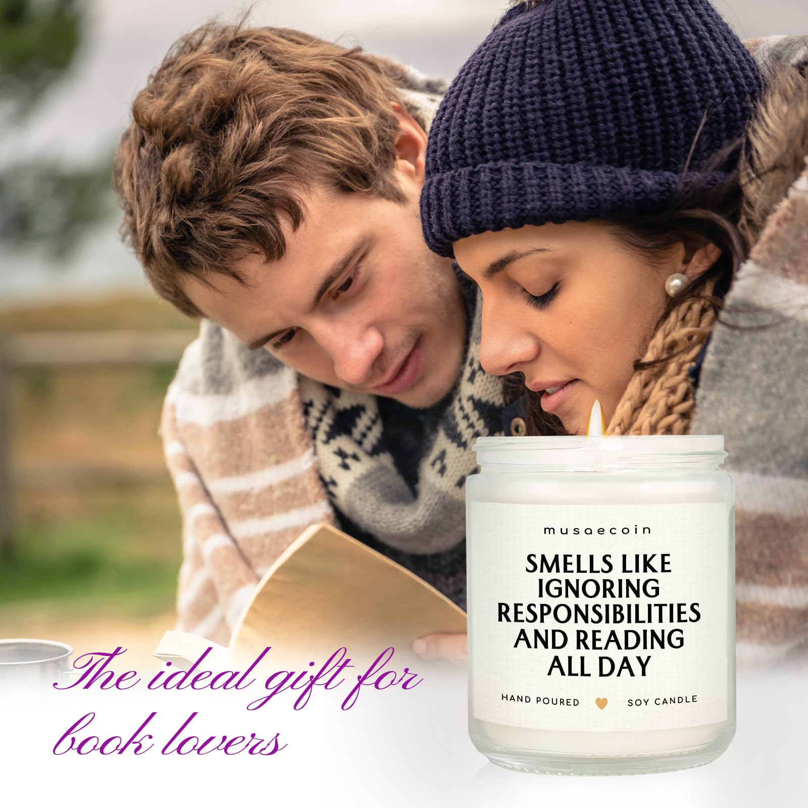 librarian bookworm gift candle museacoin