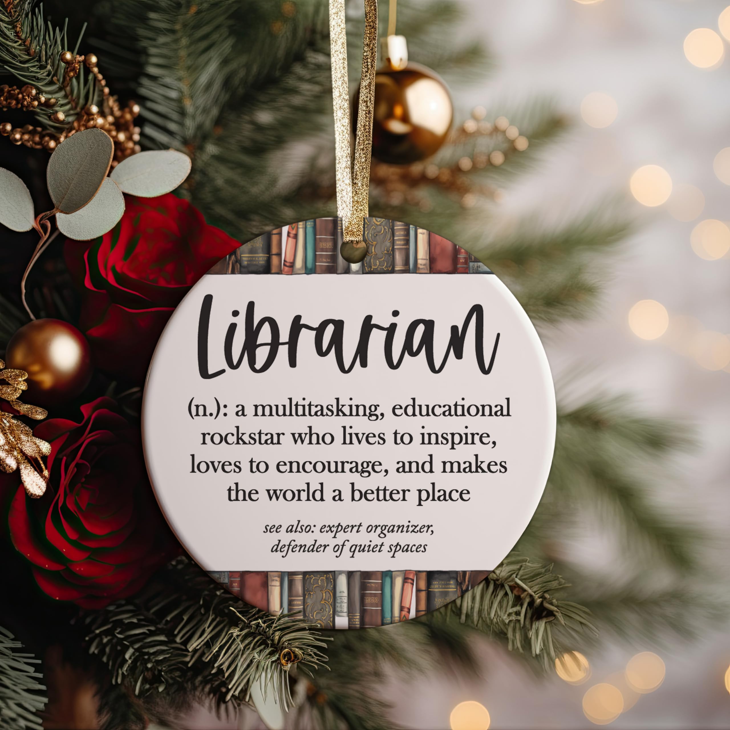 librarian definition ornament 3 inch ceramic