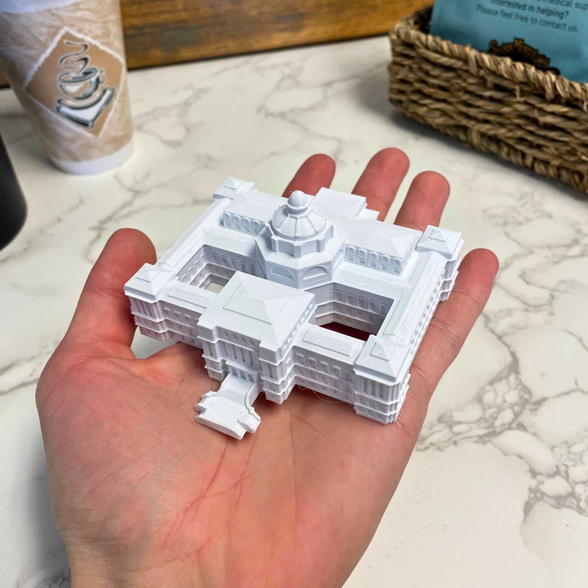 Compact white plastic Library of Congress Building Model replica
