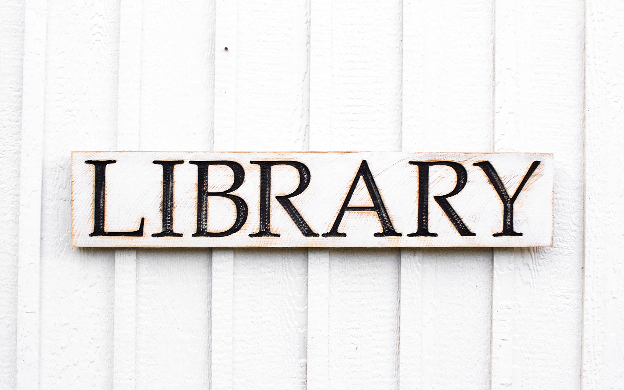LIBRARY Sign rustic distressed farmhouse style in NC handmade