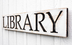 Home library decor LIBRARY Sign 40x8 solid wood board display