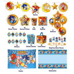 Sonic The Hedgehog themed plates cups balloons in kit